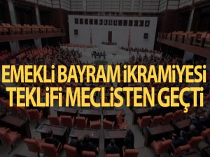 Emeklilere bayram ikramiyesini bin 100 TL'ye çıkaran teklif kabul edildi.