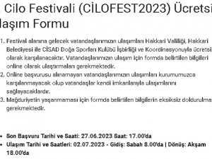 5. Cilo Festivali (CİLOFEST2023) Ücretsiz Ulaşım Formu