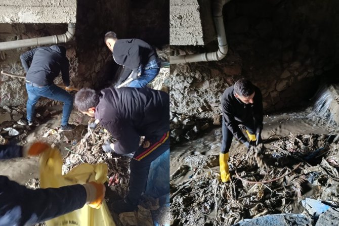 Hakkari'de dere yatakları ve menfezler temizlendi