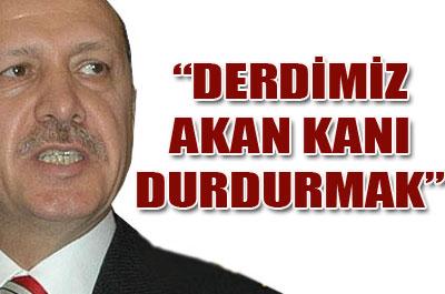 ERDOGAN:DERDİMİZ AKAN KANI DURDURMAK