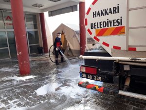 Devlet hastanesi ve çevresi dezenfekte edildi